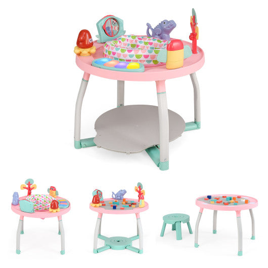 5-in-1 Baby Activity Center Interactive Bounce Seat with Removable Toys-Pink