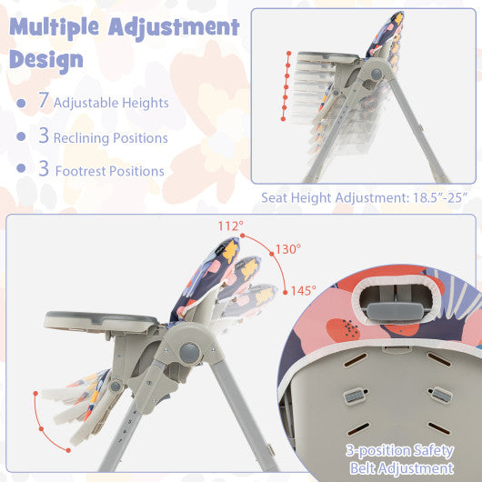 3-In-1 Convertible Baby High Chair for Toddlers-Purple