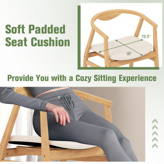 Bamboo Accent Chair with Armrest and Curved Backrest-Natural