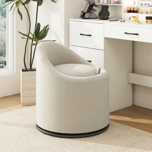 Barrel Chair with Storage 360¡« Swivel Upholstered Vanity Chair-Beige