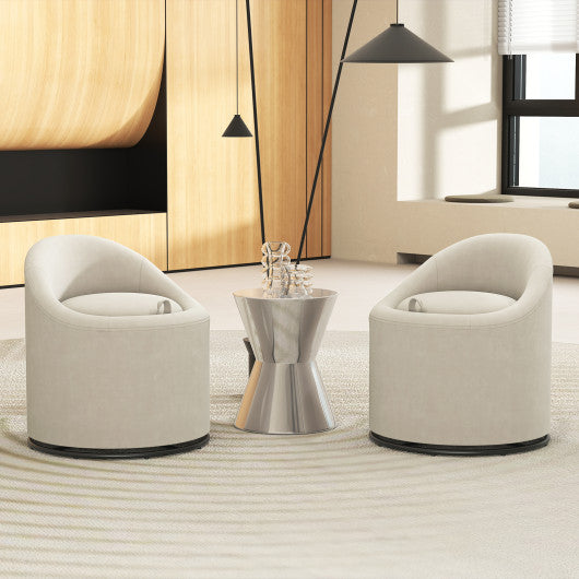 Barrel Chair with Storage 360¡« Swivel Upholstered Vanity Chair-Beige
