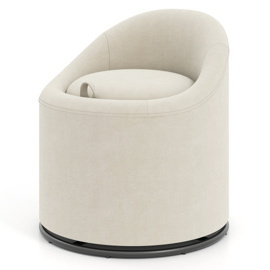 Barrel Chair with Storage 360¡« Swivel Upholstered Vanity Chair-Beige