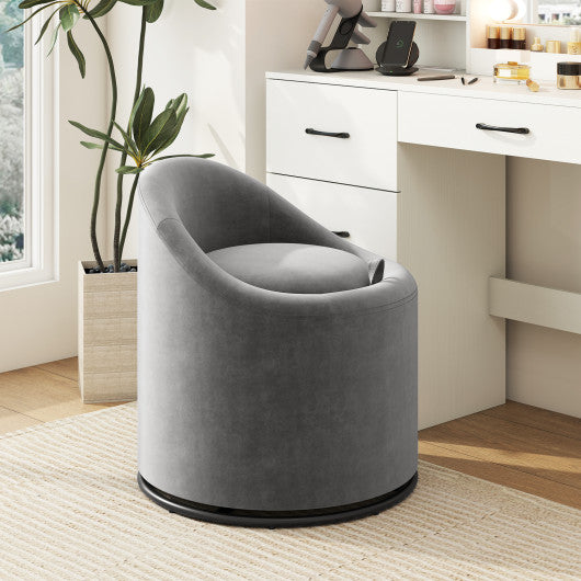Barrel Chair with Storage 360¡« Swivel Upholstered Vanity Chair-Gray