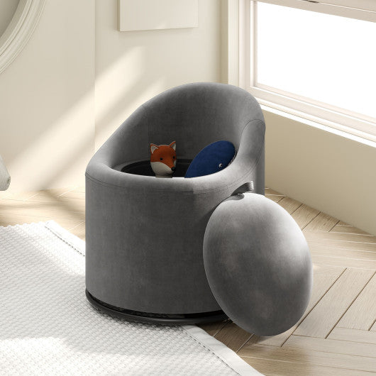 Barrel Chair with Storage 360¡« Swivel Upholstered Vanity Chair-Gray