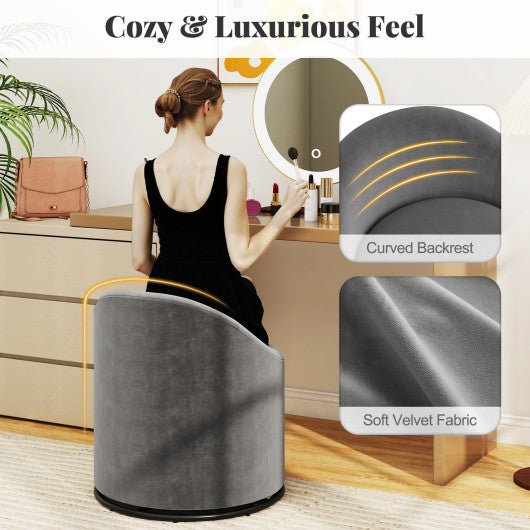 Barrel Chair with Storage 360¡« Swivel Upholstered Vanity Chair-Gray