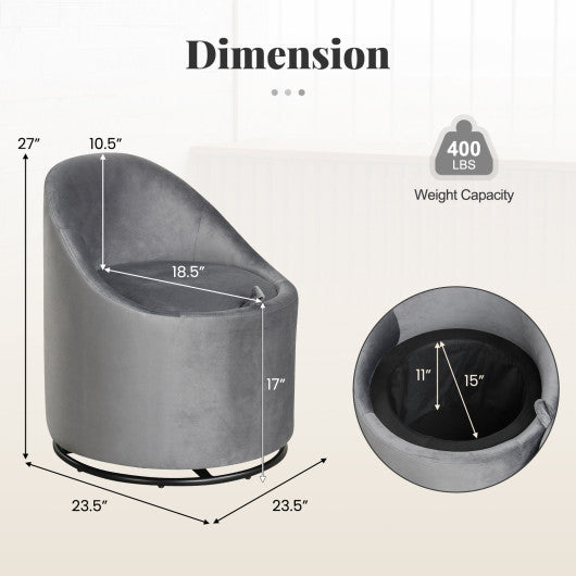 Barrel Chair with Storage 360¡« Swivel Upholstered Vanity Chair-Gray