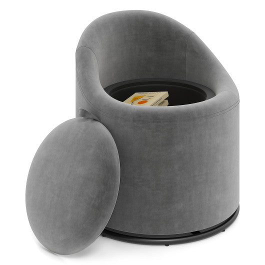 Barrel Chair with Storage 360¡« Swivel Upholstered Vanity Chair-Gray