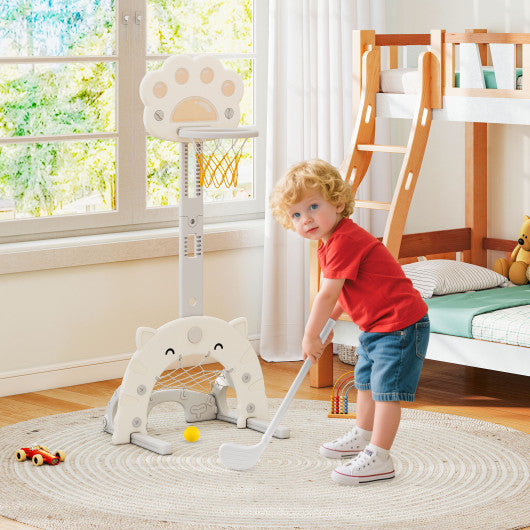 3 in 1 Kids Basketball Hoop with Basketball and Foldable Rim-Gray