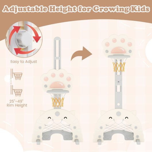 3 in 1 Kids Basketball Hoop with Basketball and Foldable Rim-Gray