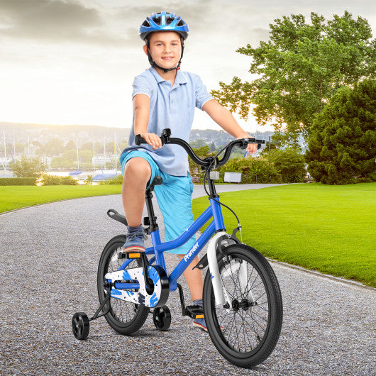 18 Feet Kids Bike with Removable Training Wheels-Blue