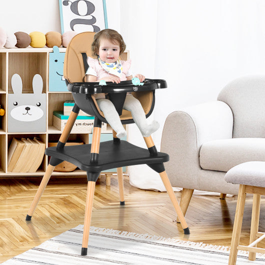 6 in 1 High Chair for Babies and Toddlers Ages 6-36 Months-Coffee