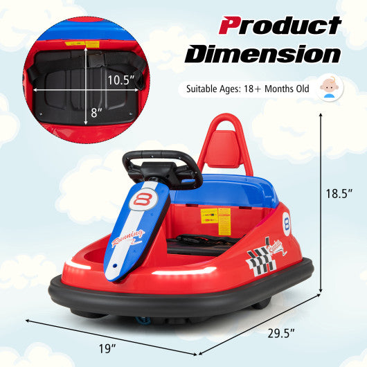 6V kids Ride-on Bumper Car with 360¡ã Spinning and Dual Motors-Red