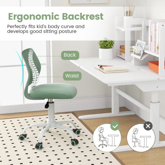 Ergonomic Children Study Chair with Adjustable Height-Green