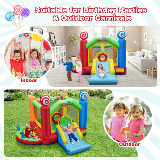 Candy Land Theme Kids Inflatable Bounce House with 735W Air Blower