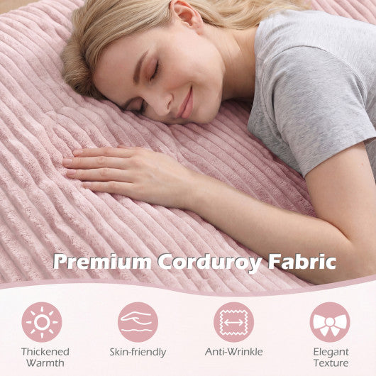Convertible Bean Bag Floor Sofa with Machine-washable Corduroy Cover-Pink