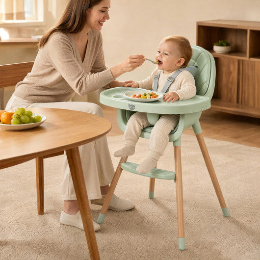 Convertible High Chair with 5-Point Harness for Babies and Toddlers-Green