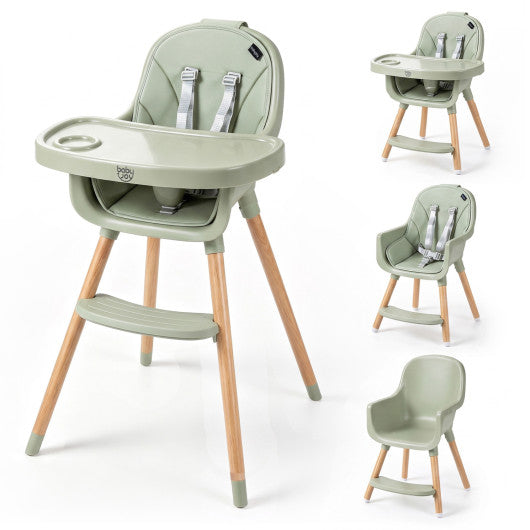 Convertible High Chair with 5-Point Harness for Babies and Toddlers-Green