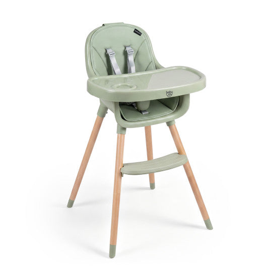 Convertible High Chair with 5-Point Harness for Babies and Toddlers-Green