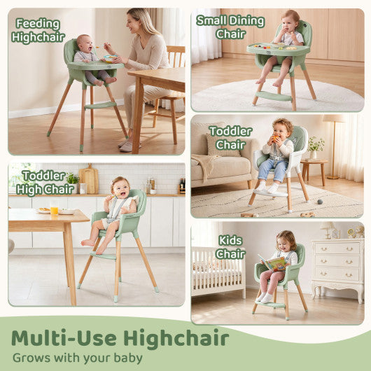 Convertible High Chair with 5-Point Harness for Babies and Toddlers-Green