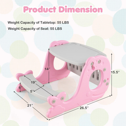 Convertible Kids Activity Table Set Toddler Easel with Erasable Whiteboard-Pink