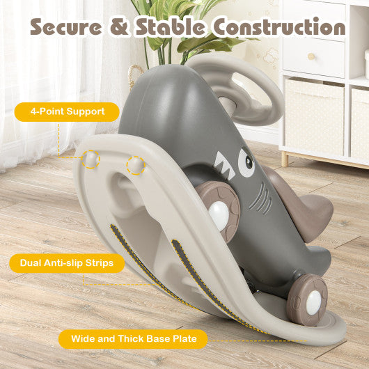 Convertible Rocking Horse and Sliding Car with Detachable Balance Board-Dark Gray