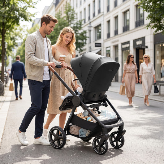 Convertible Travel Baby Stroller with Car Seat Adapters-Black