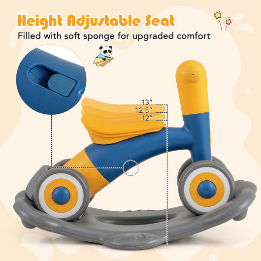 3 in 1 Rocking Horse with Detachable Balance Board and Seat-Navy