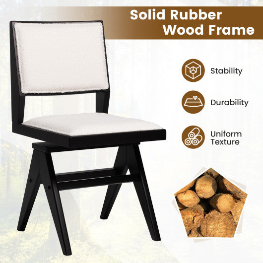 Swivel Wooden Dining Chair Set of 2 with Rubber Wood Frame and Padded Seat-Black