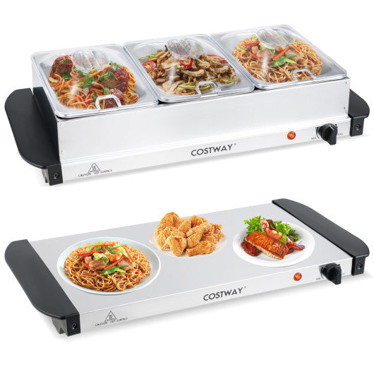 Electric Buffet Server Food Warmer with 3 Removable Trays
