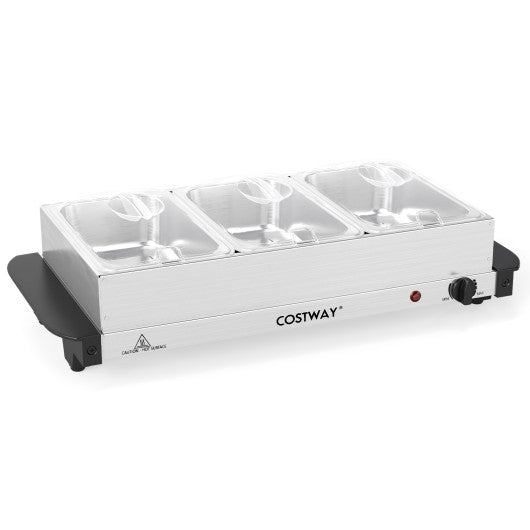 Electric Buffet Server Food Warmer with 3 Removable Trays