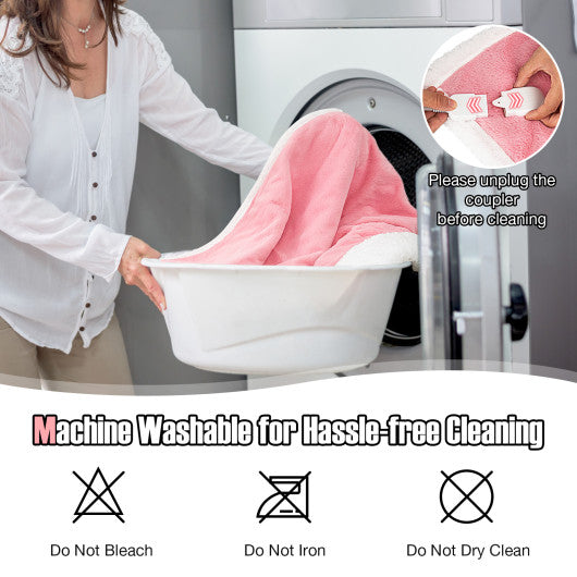 Electric Heated Blanket Throw with 10 Heat Settings-Pink