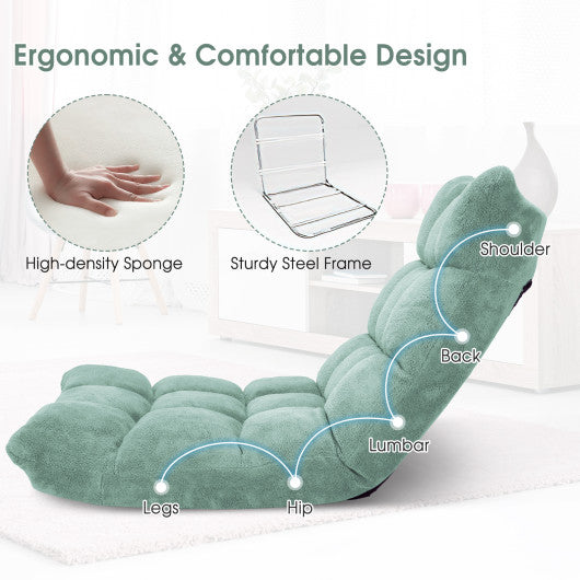14-Position Adjustable Cushioned Floor Chair-Green