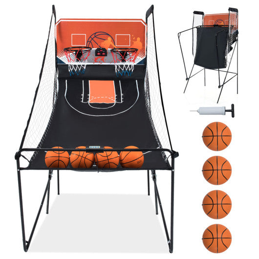 Foldable Basketball Arcade Game Kids Basketball Hoop Machine with 8 Exciting Playing Modes