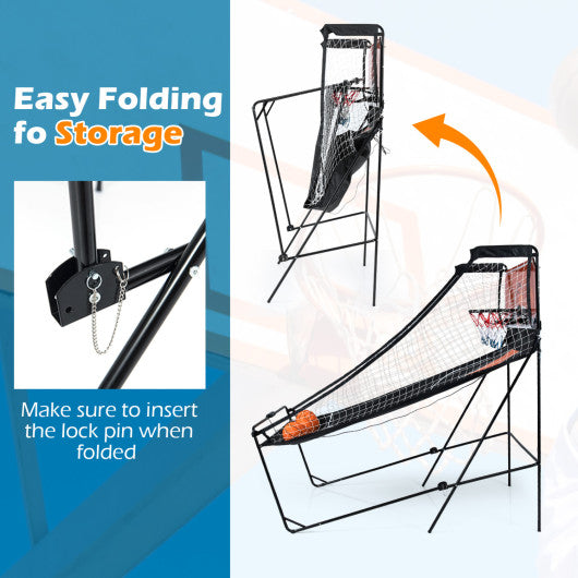 Foldable Basketball Arcade Game Kids Basketball Hoop Machine with 8 Exciting Playing Modes
