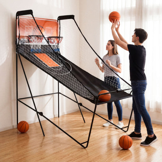 Foldable Basketball Arcade Game Kids Basketball Hoop Machine with 8 Exciting Playing Modes