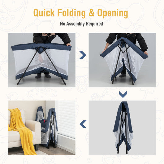 Baby Foldable Playpen with Removable Mattress and Washable Cover