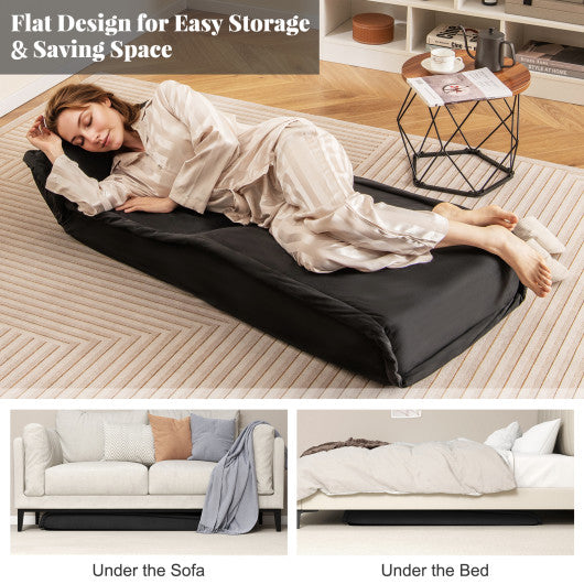 Folding Floor Chair Convertible Lazy Chair with 14-Poistion Adjustable Backrest-Black