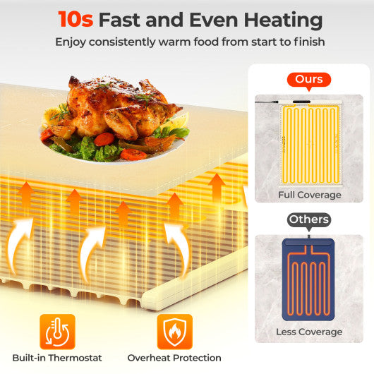 Food Warming Mat Rollable and Portable Electric Warming Tray with Fasting Heating-Beige