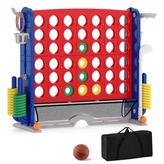 Giant 4-in-a-Row Game Set Jumbo 4-to-Score Game with Storage Bag-Red
