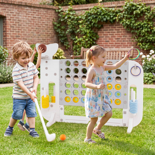 Giant 4-to-Score Game Set Jumbo Connect Four Game with Ring-toss-Gray