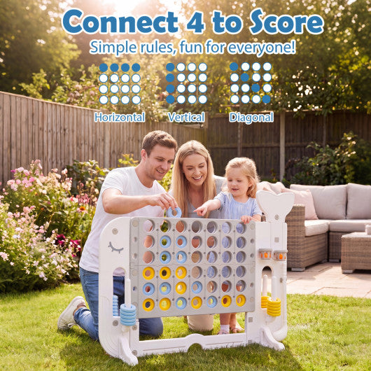 Giant 4-to-Score Game Set Jumbo Connect Four Game with Ring-toss-Gray