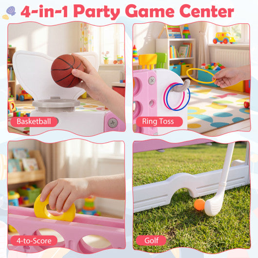 Giant 4-to-Score Game Set Jumbo Connect Four Game with Ring-toss-Pink