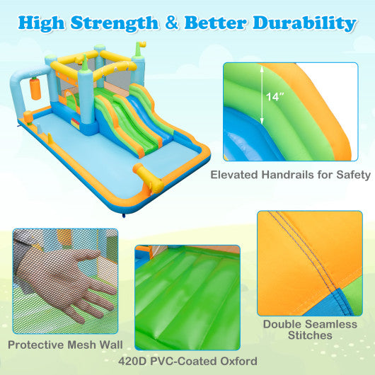 Inflatable Water Slide for Kids Aged 3-10 Years with 735W Blower
