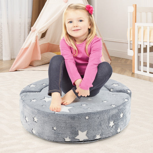 2-in-1 Convertible Glow in the Dark Kids Sofa with Removable Washable Cover-Gray