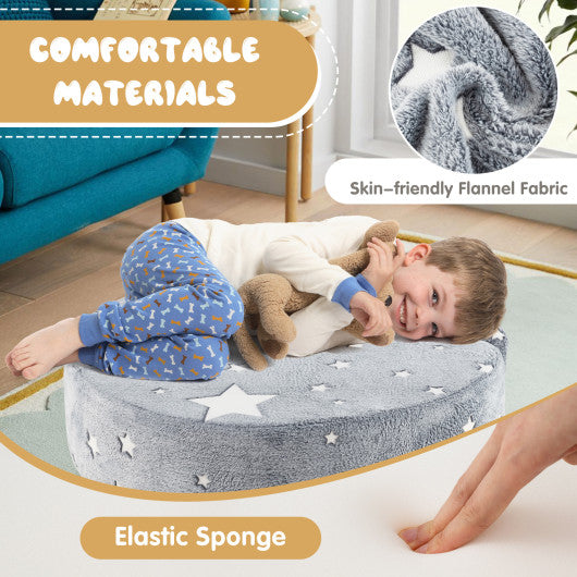 2-in-1 Convertible Glow in the Dark Kids Sofa with Removable Washable Cover-Gray