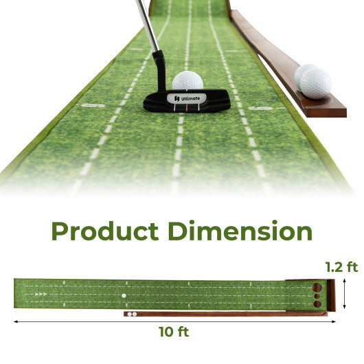 Golf Putting Mat Practice Training Aid with Auto Ball Return and 3 Hole Sizes