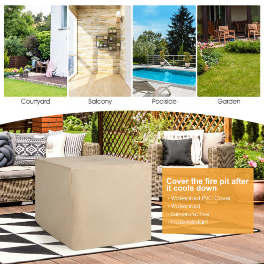 9 Pieces Outdoor Wicker Sectional with 35 Inch Gas Fire Pit Table-Gray