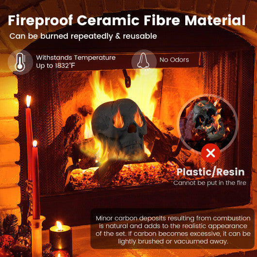 Halloween Fire Pit Skull Halloween Decoration-Black