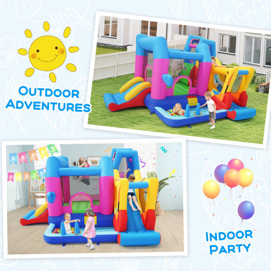 Inflatable Bounce House 8-in-1 Excavator Themed Kids Bouncer with 780W Blower