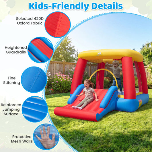 Inflatable Bounce House for Toddlers with 480W Blower Indoor Outdoor Blow Up Jumping Castle